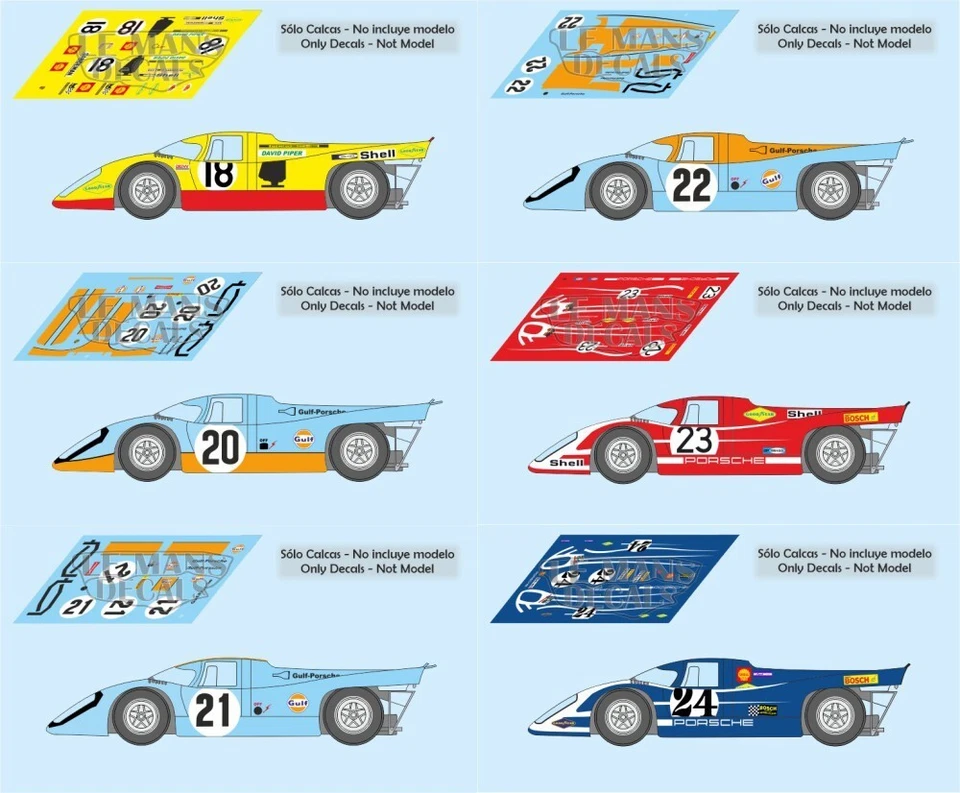 Decals Porsche 917k Le Mans 1970 1:32 1:24 1:43 1:18 slot 917 K calcas - Imagen 1 de 1