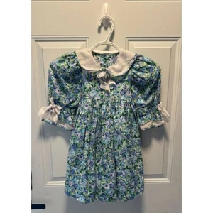 Storybook Heirlooms Vintage Toddler Girl Prairie Blue Floral Dress Whimsical 4T - Picture 1 of 5