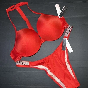 Victoria's Secret 34A,34B,34C,34DDD,38C BIKINI S,M,L bottom RED shine strap - Picture 1 of 5