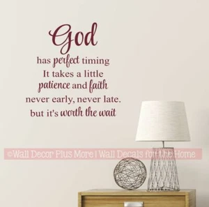 Religious Quote God has Perfect Timing Christian Wall Art Decal Sticker Decor - Picture 1 of 10
