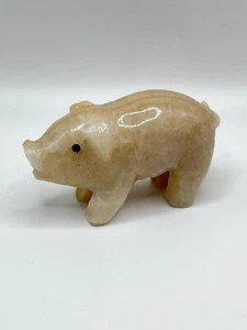 Vintage Hand Carved Marble Stone Pig. Unique Pig Figurine. 3.5 Inches Long, - Picture 1 of 4