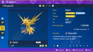 Zapdos Shiny 6IV + Masterball Pokemon Scarlatto, Violetto Scarlet, Violet - Bild 1 von 2