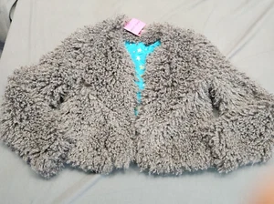 Betsey Johnson Jacket Shaggy Faux Fur Crop Coat Rock Boho Women's M Vtg Style - Picture 1 of 16