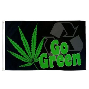 GO GREEN Cannabis Recycle Flag 3' x 5' - Picture 1 of 1