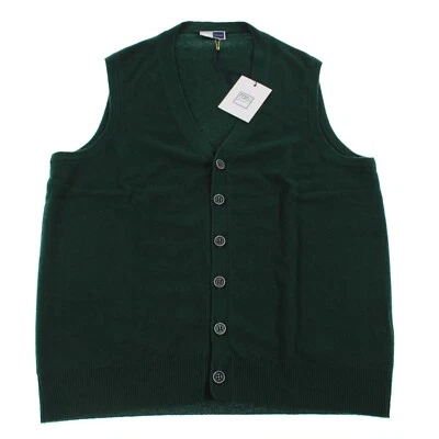 Fedeli NWT 100% Cashmere Cardigan Sweater Vest Size 48 US S Slim in Forest Green - Image 1 of 4