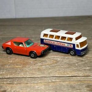 Vintage Matchbox #62 Renault 17 TL And #65 Airport Coach American Airlines - Picture 1 of 16
