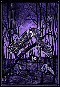 Giclee artist print, Limited Edition signed Norm Goodwin, Dragonfly In the Moon - Picture 1 of 1