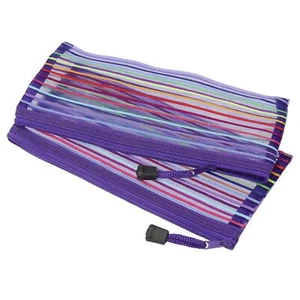 6 Pcs Mesh Zipper Pouches, B6 Colorful Document Bags Storage Organizer, Purple - Picture 1 of 5