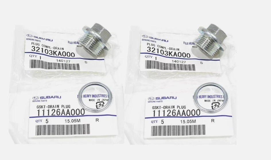 1985-2021 Subaru Magnetic Oil Drain Plug & Gasket X2 Impreza Legacy Forester OEM - Image 1 of 1