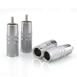 4pcs Rhodium Plated RCA Plug Hi-Fi Cable Audio Copper Connector Terminal - Picture 1 of 16