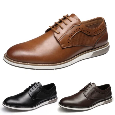 Zapatos de vestir para hombre formales Derby punta redonda Oxford zapatos informales de negocios Foto 1 de 4