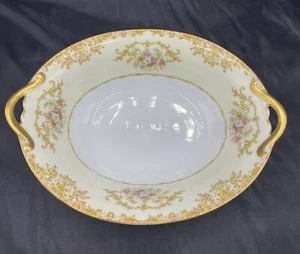 Vintage Noritake M Gemüse Servierschale Schüssel Blumen Goldrand Griff Japan - Bild 1 von 9