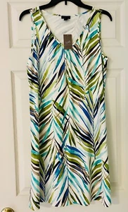 J. Jill Sleeveless Dress Women’s M Palm Leaf Pattern NWT - Picture 1 of 4