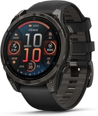 Garmin Fenix 8-47 mm, AMOLED, zaffiro, grigio carbonio, DLC titanio con - Immagine 1 di 4