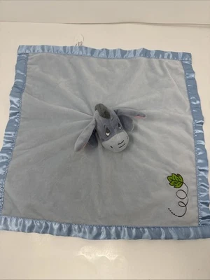 Disney Winnie the Pooh Blue Eeyore 15" Lovey Baby Security Blanket Satin Finish - Image 1 of 4