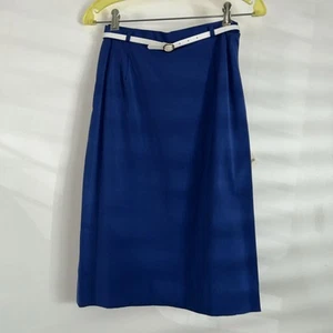 Vintage NWT Poplin MCM Royal Blue Skirt-Jr Size 11-White Belt-Country Set - Picture 1 of 8