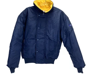 Vintage Swing West Herren Gr. Medium Skijacke marineblau/gelb gefütterter Mantel hergestellt in den USA - Bild 1 von 16