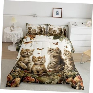 Cute Cat Comforter Set Twin Size for Kids Girls Boys, 3D Animal Cartoon Cat - Picture 1 of 8