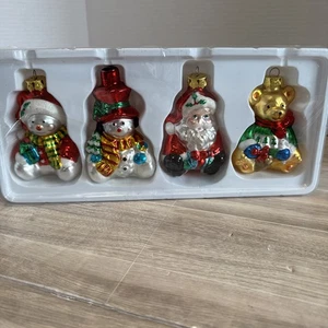 Vintage Glas Weihnachtsschmuck 4er Set A Time To Celebrate Mervyns - Bild 1 von 8