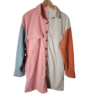 Jaqueta camisa coxa média veludo tamanho grande retrô cores tamanho grande tamanho pequeno - Imagem 1 de 4