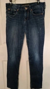Pantalones de mezclilla para mujer Express ajustados azules corte regular tiro bajo 4 regulares suaves - Imagen 1 de 4