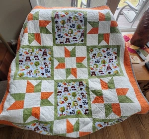 Adorable Handmade Woodland Critters Baby/Childs Quilt Signed With Bible Verse - Picture 1 of 7