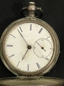 Antiguo Reloj Bolsillo Moneda Plata 8961 con Esfera Sub Segunda Apertura Botón - Imagen 1 de 11