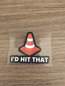 Funny Hardhat Laptop Vehicle UV DTF Decal Sticker Waterproof Traffic Cone - Picture 1 of 5