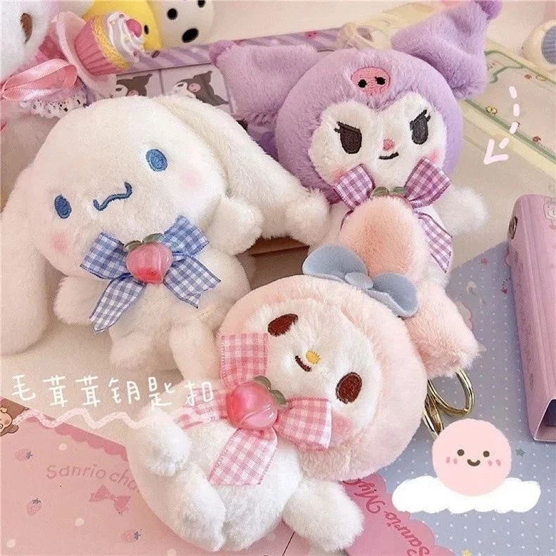 🍑 Cute Peach Sanrio Plush Keychain – Doll Charm | Bag Pendant Gift | NEW - Image 1 of 2