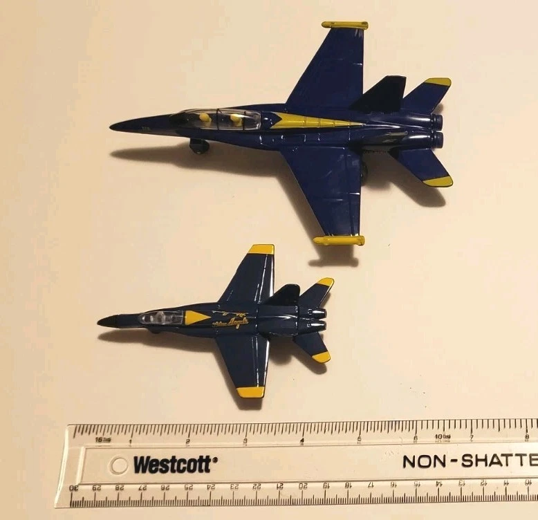 Lot Of 2 Blue Angels F-18 Die Cast 7" Pull Back + 4" Jets - Image 1 of 4