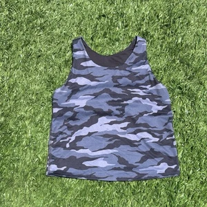 Athletic Works XL 14/16 Kids Girls Blue Camo Racerback Tank Top Built-in Bra - Picture 1 of 4
