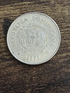 1991 Dominican Republic 25 Centavos Actual Coin TB1767* - Picture 1 of 2