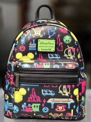 Mini mochila Loungefly Loungefly de iconos brillantes de neón parques de Disney Mickey Mouse nueva con etiquetas Foto 1 de 4