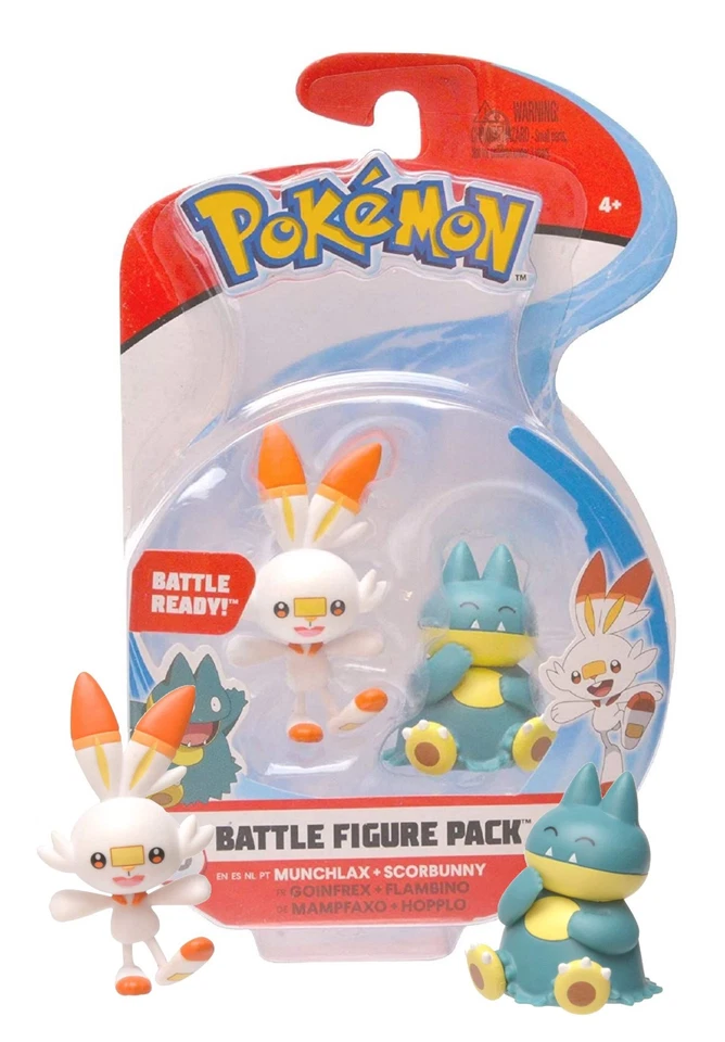 Pacote de bonecos de batalha Pokemon Munchlax e Scorbunny novo no pacote - Imagem 1 de 1