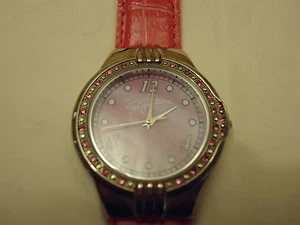 Signature Watch Analog Casual Leather Band Female Adult Pinks - Picture 1 of 1