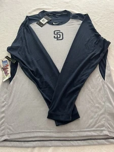 NWT San Diego Padres Long Sleeve Nike Dri Fit Shirt Authentic Collection 2XL - Picture 1 of 5
