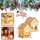 Wooden Christmas Tree House Pendant LED Light Santa Decor-2024 Claus X6W3