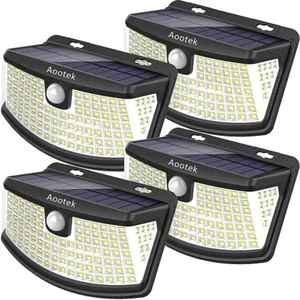 Luces Solares Sensor Movimiento 120 LEDs, Ángulo 270°, IP65, 4 Unidades - Picture 1 of 12