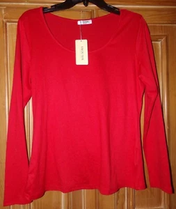 NWT EKOUAER WOMENS SIZE L FITS LIKE MEDIUM RED LONG SLEEVE SCOOP NECK TOP - Picture 1 of 2