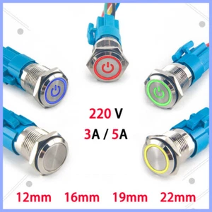 12-22mm Metal Push Button Switch Momentary Latching LED Illuminated ON/OFF 220V - Picture 1 of 39