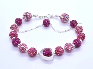 Sterling Silver Bracelets Shamballa Beads Nancy's Collection heart - Picture 1 of 2