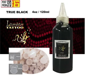 lizardstar Tattoo Ink 4oz 120ml Pigment Pure Black Lining Shading .ink cups - Picture 1 of 2
