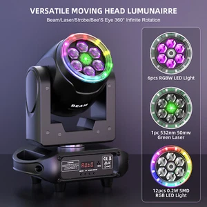 Luz principal móvil 150W 6LED RGBW rayo láser escenario DMX iluminación puntual DJ barra de discoteca - Imagen 1 de 17