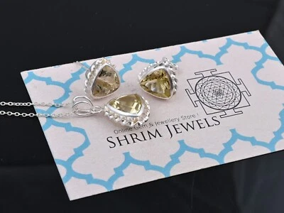 Pendientes con collar de piedras preciosas de plata 925, conjunto de joyas de cuarzo natural regalo Foto 1 de 4