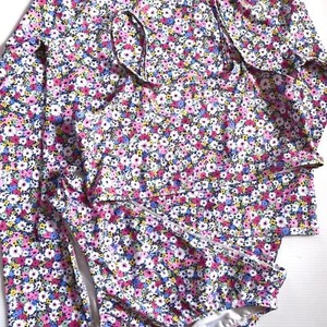 Like New Girls Floral Print Three Piece Swimsuit Bikini Swim Set - size XXL - Picture 1 of 4