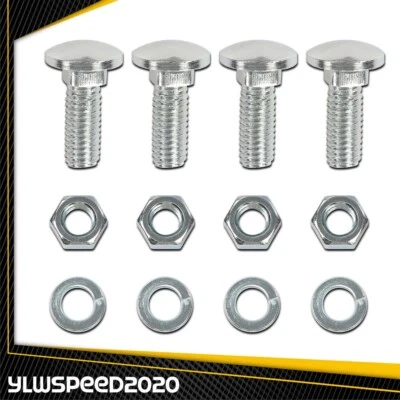 4pcs 7/16-14x1-1/4" Stainless Round Head Front Rear Bumper Bolts Fit For Ford - Image 1 of 4