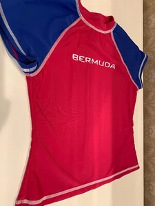 Castaways Girl’s Size 8 (Medium) Short Sleeve Pink & Blue Rashguard Top - Picture 1 of 4