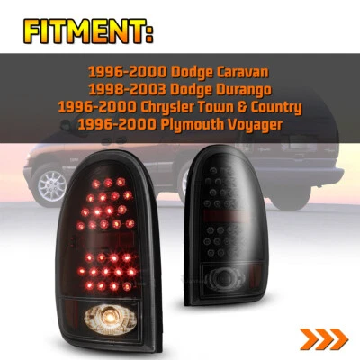 Par de luces traseras LED para 98-03 Dodge Durango 96-00 Caravan negras transparentes Foto 1 de 4