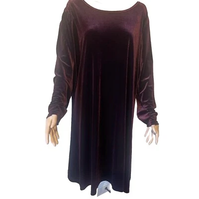 Vestido Vintage Jacqueline Ferrar Terciopelo Burdeos Manga Larga 16 Vacaciones Boda Foto 1 de 4