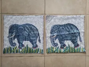 Elephant Embellished Throw Cover Case Embroidery Thread Decorative16"x16" Pair - Picture 1 of 14